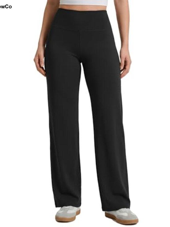 Pants - High Waist Wide Leg Yoga Pants for Women Stretchy 4-Way Athletic Lounge